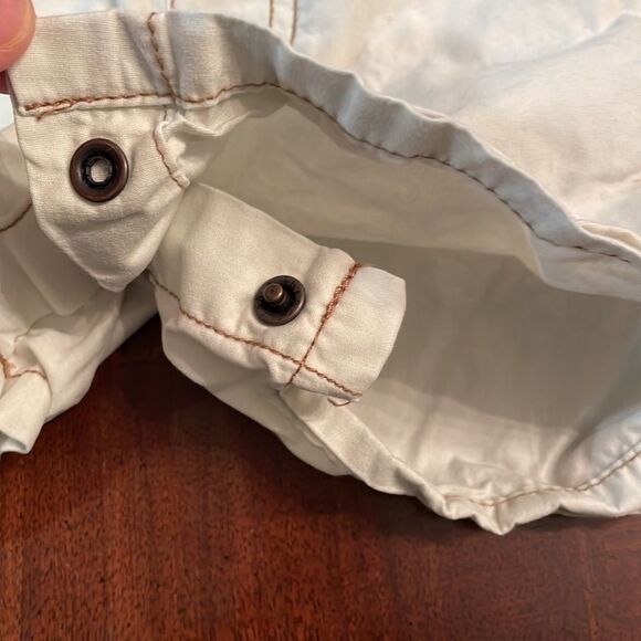 OshKosh Size 12M Ivory Cream SHORT-ALLS Short Overalls Lt Weight Cotton - Picture 4 of 6